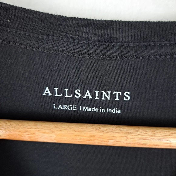 All Saints Badmanna Shirt Mens Size Large Black Paisley Short Sleeves Crew Neck - Picture 3 of 9